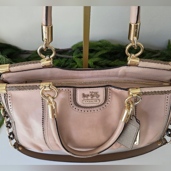 Coach Madison Pinnacle Carrie Satchel Blush Leather Zig Zag Perforated - Picture 13 of 16